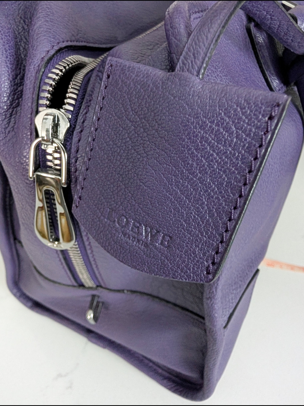 Loewe Amazona Purple Leather Top-Handle Tote - Picture 4 of 9